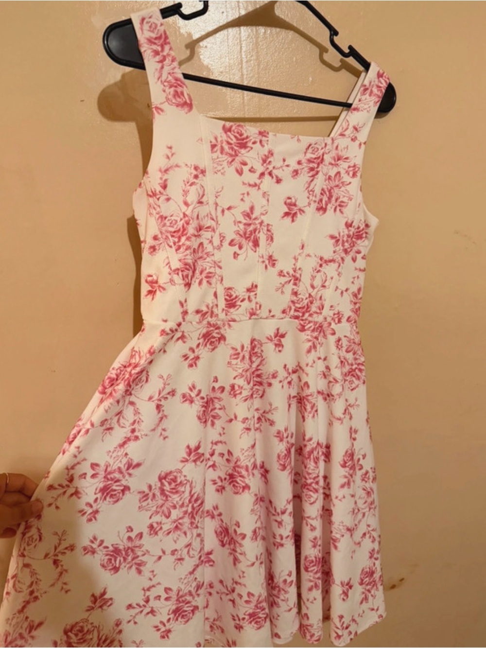 Rare Editions White Dress with Pink Rose Print